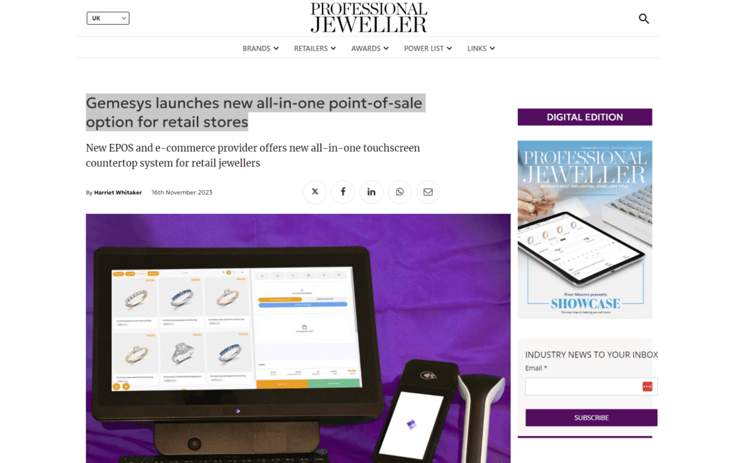 Professional Jeweller: Gemesys launches new all-in-one point-of-sale option for retail stores